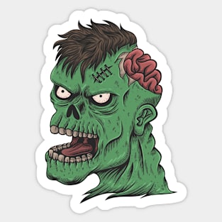 Cool Zombie Head Illustration Sticker